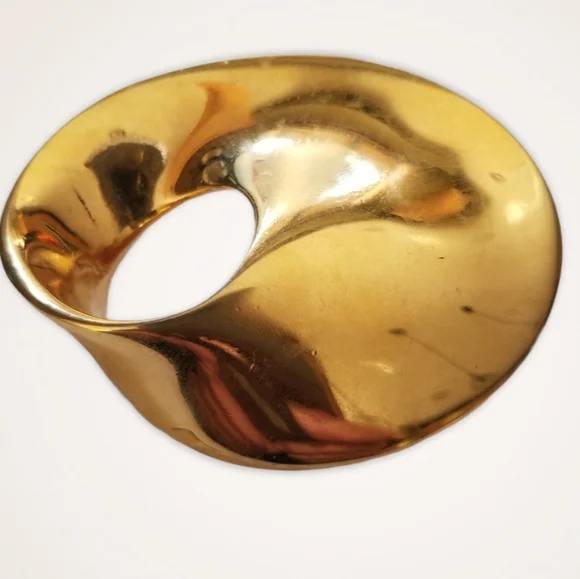 Vintage Mid Century Monet Oval Gold Tone Brooch Pin - Picture 7 of 12